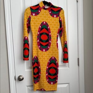 Auditions Multicolor Geometric Long Sleeve Dress